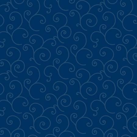 Kimberbell Navy Tonal Scroll Fabric 8243M-N