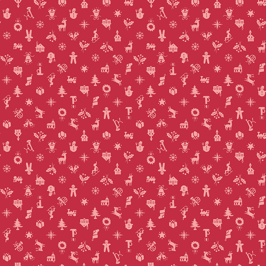 Lori Holt Home Town Holiday Fabric C14907-BERRY