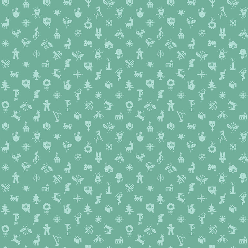 Lori Holt Home Town Holiday Fabric C14907-SEAGLASS