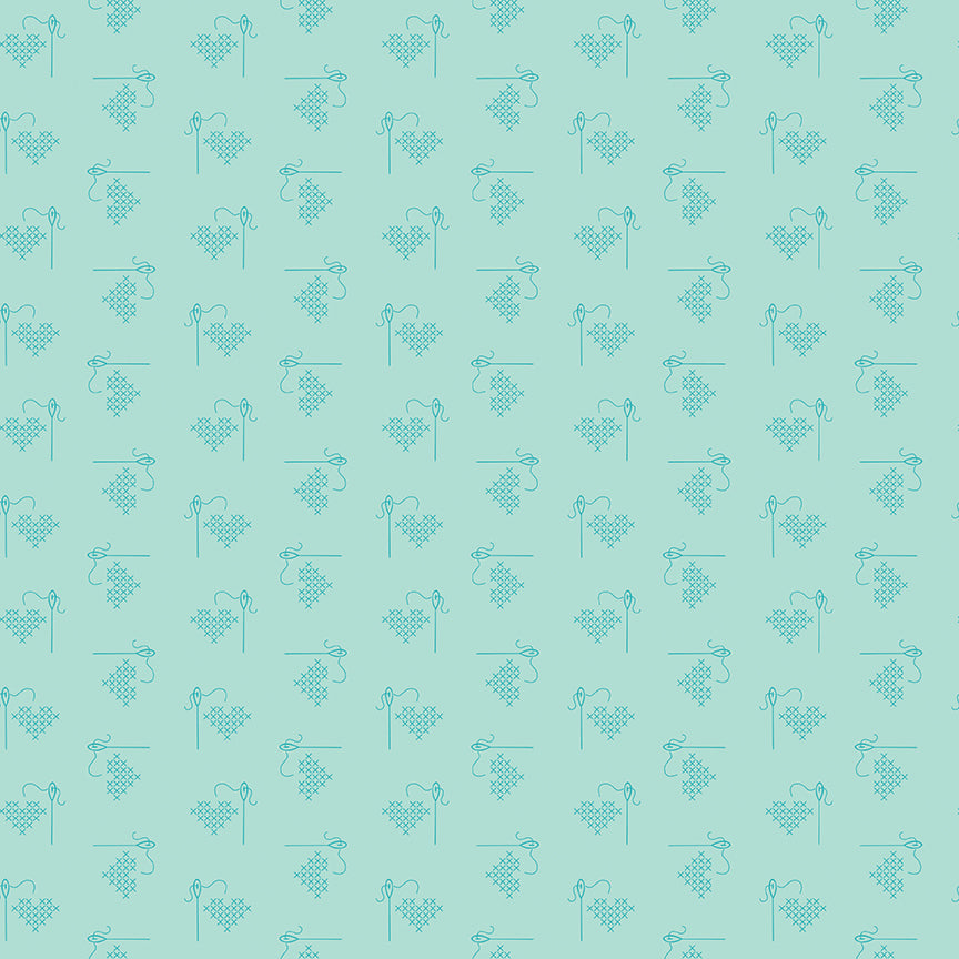 Lori Holt Bee Basics Heart Songbird Fabric C6401-SONGBIRD