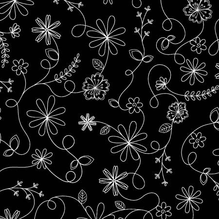 Kimberbell Basics Black Swirl Fabric MAS8261-J