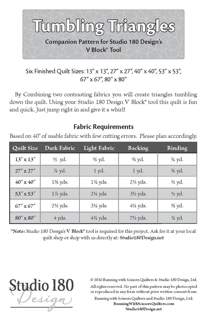 Tumbling Triangles pattern by Studio 180