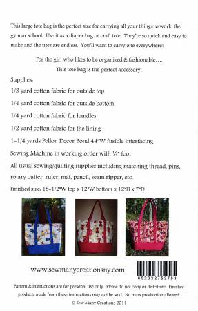 Tourist Tote pattern by Sew Many Creations