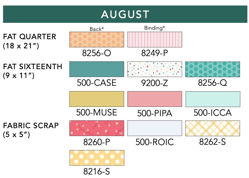Kimberbell Mini Quilt FABRIC KIT ONLY - August