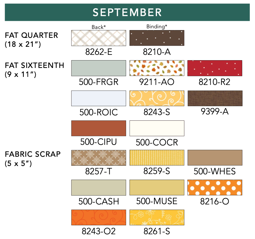 Kimberbell Mini Quilt FABRIC KIT ONLY - September