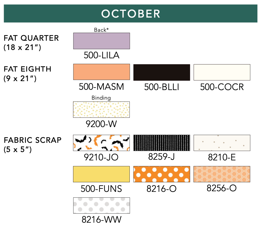 Kimberbell Mini Quilt FABRIC KIT ONLY - October