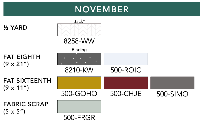 Kimberbell Mini Quilt FABRIC KIT ONLY - November