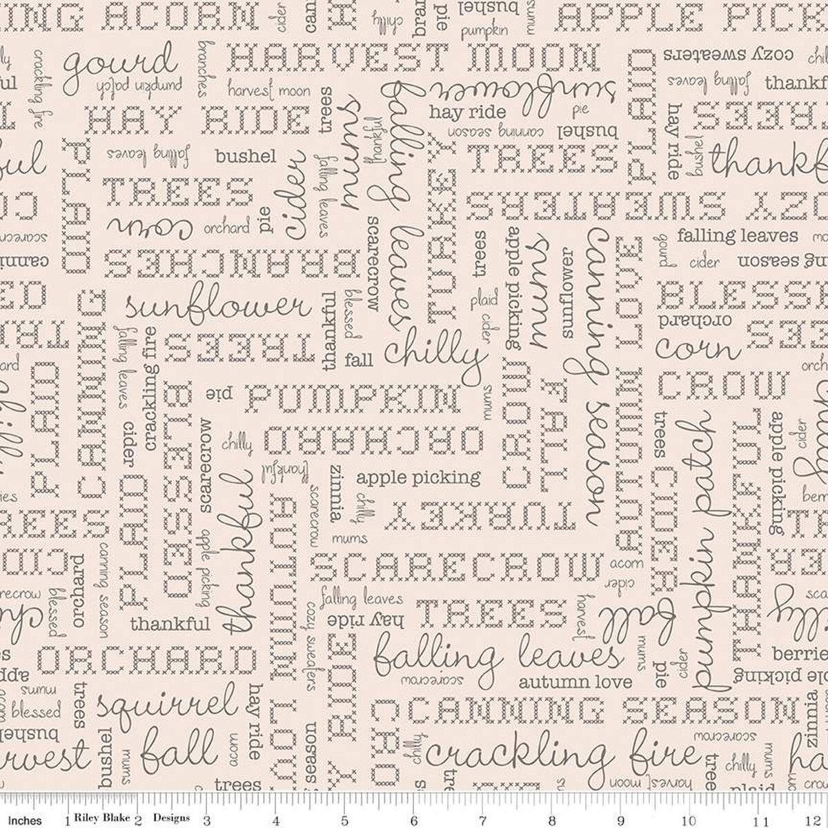 Lori Holt Autumn Words 107/108" Wideback WB14674-LATTE