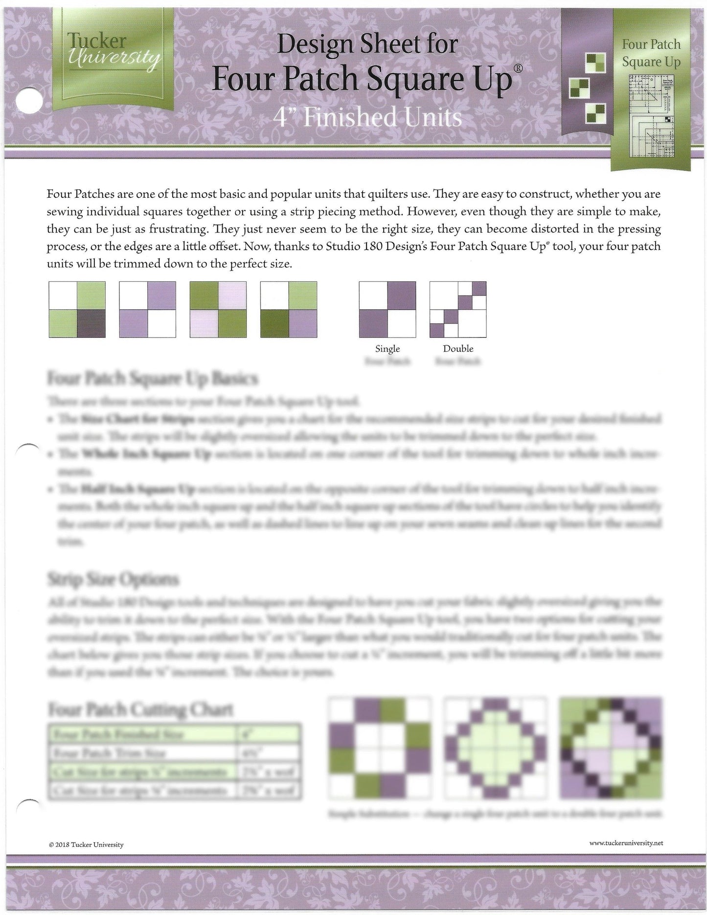 Tucker University Sophomore Year Four Patch Square Up Design sheet (Class 2-501)