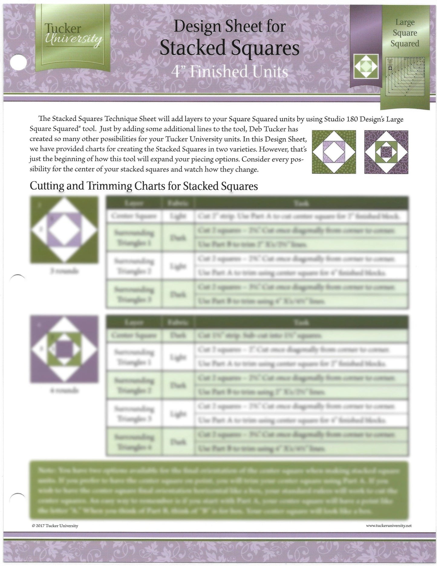 Tucker University Sophomore Year Stacked Squares Design sheet (Class 2-201)