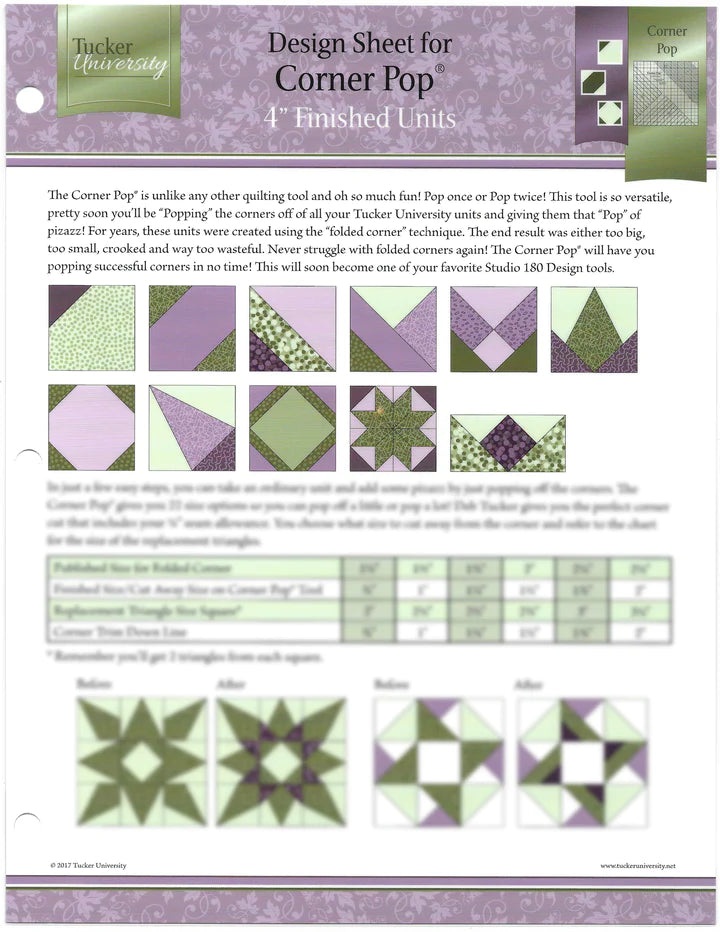 Tucker University Corner Pop Design Sheet (Class 1-701)