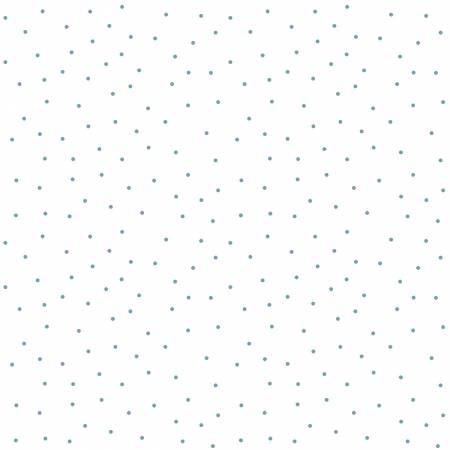 Kimberbell White/Teal tiny dots Fabric MAS8210-WQ