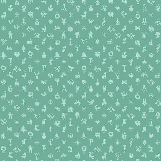 Lori Holt Home Town Holiday Fabric C14907-SEAGLASS