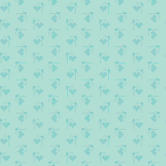 Lori Holt Bee Basics Heart Songbird Fabric C6401-SONGBIRD