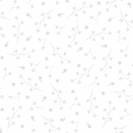 Kimberbell Basics White on White Pretty Petals Fabric MAS8260-WW