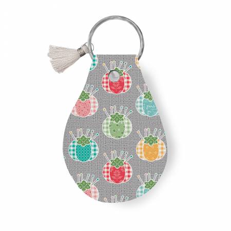 Lori Holt Leather Circle Key Chain My Happy Place Pincushions