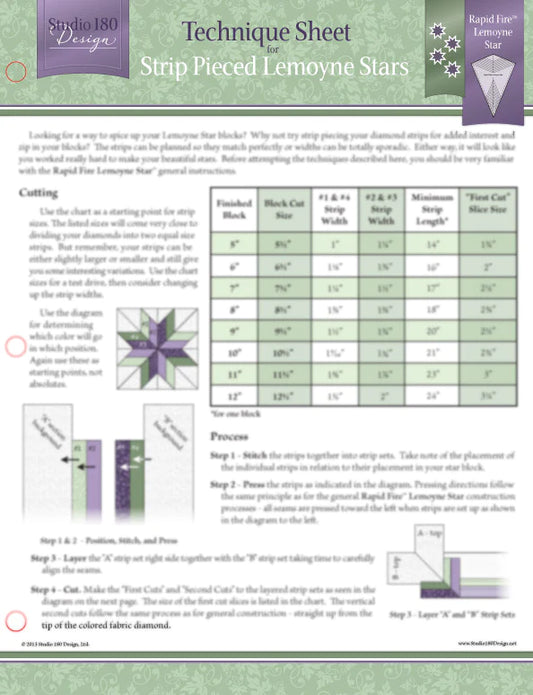Studio 180 Strip Pieced Lemoynes Technique Sheet