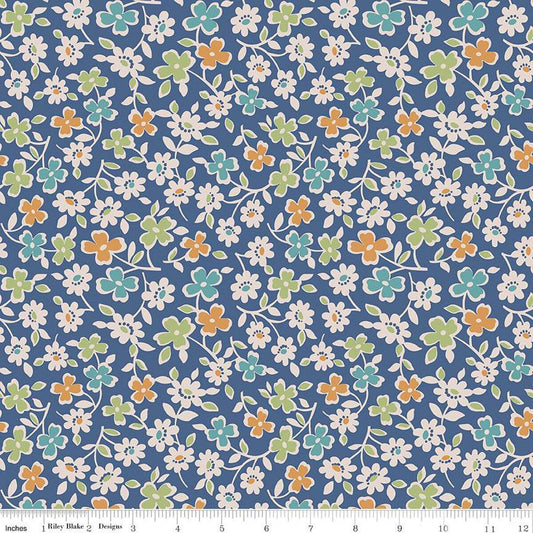 Lori Holt Autumn Cosmos 107/108" Wideback WB14672-DENIM