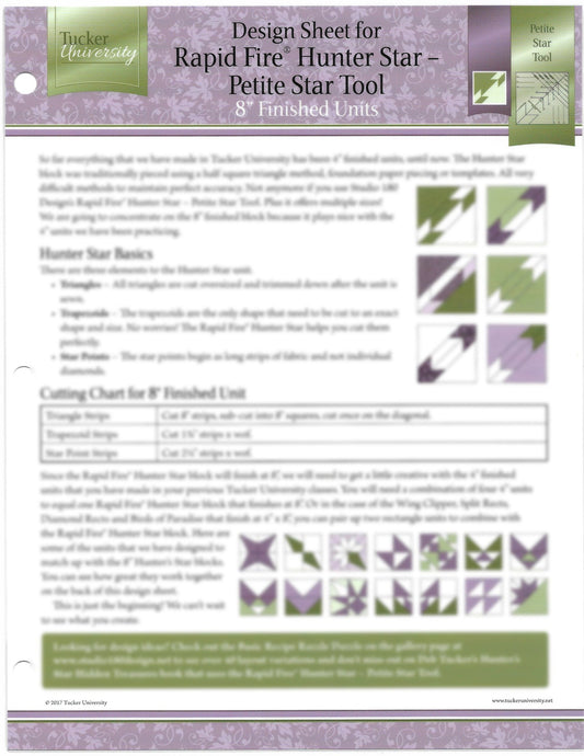 Tucker University Sophomore Year Hunter Star Design sheet (Class 2-301)