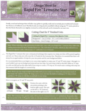 Tucker University Lemoyne Star Design Sheet (Class 1-601)